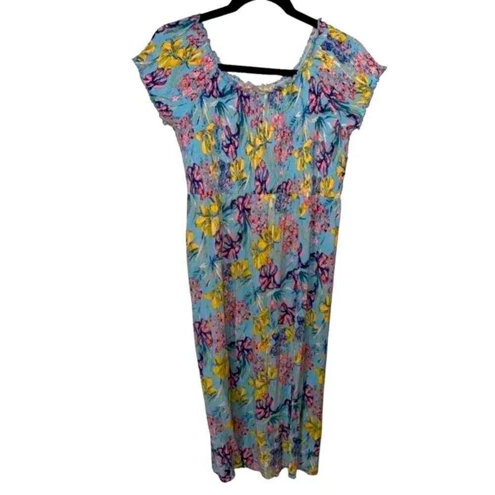 Soft Surroundings Dress Woman’s Size M Short Sleeve Maxi Dress With Swea…